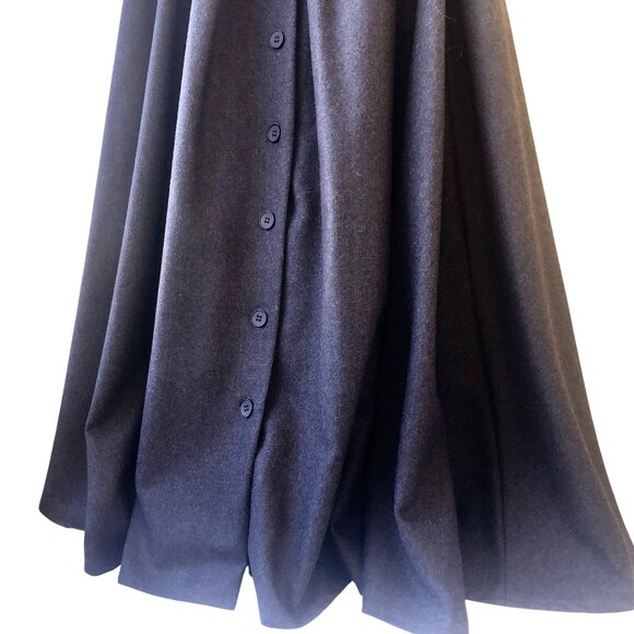 Brown 100% Wool Maxi Long Skirt Button Down Front Vintage 80's USA Womens 14 - Picture 9 of 15
